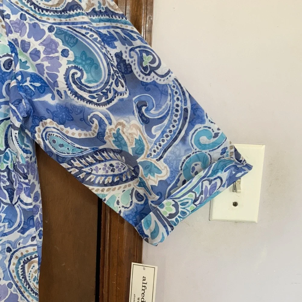 3/$45 Alfred Dunner top abstract floral paisley like print button down shirt 2X - Picture 8 of 17